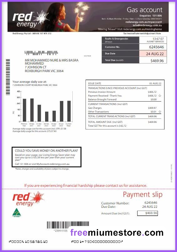 Energy Australia Bill PSD Template Download
